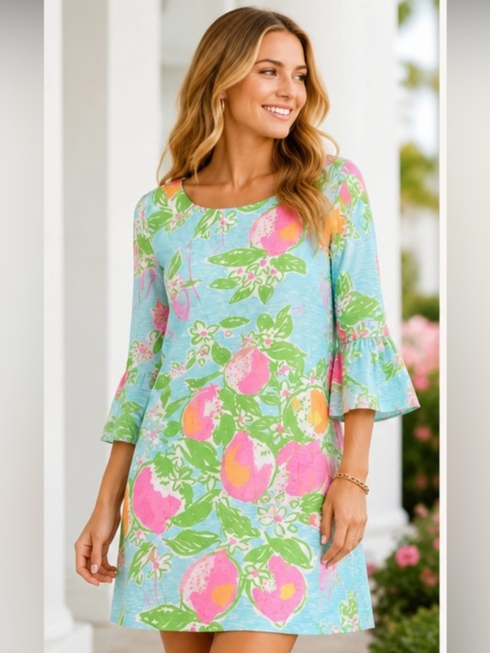 Lilly Pulitzer Citrus Fruit Print Shift Dress Small Pink Resort Vacation Preppy